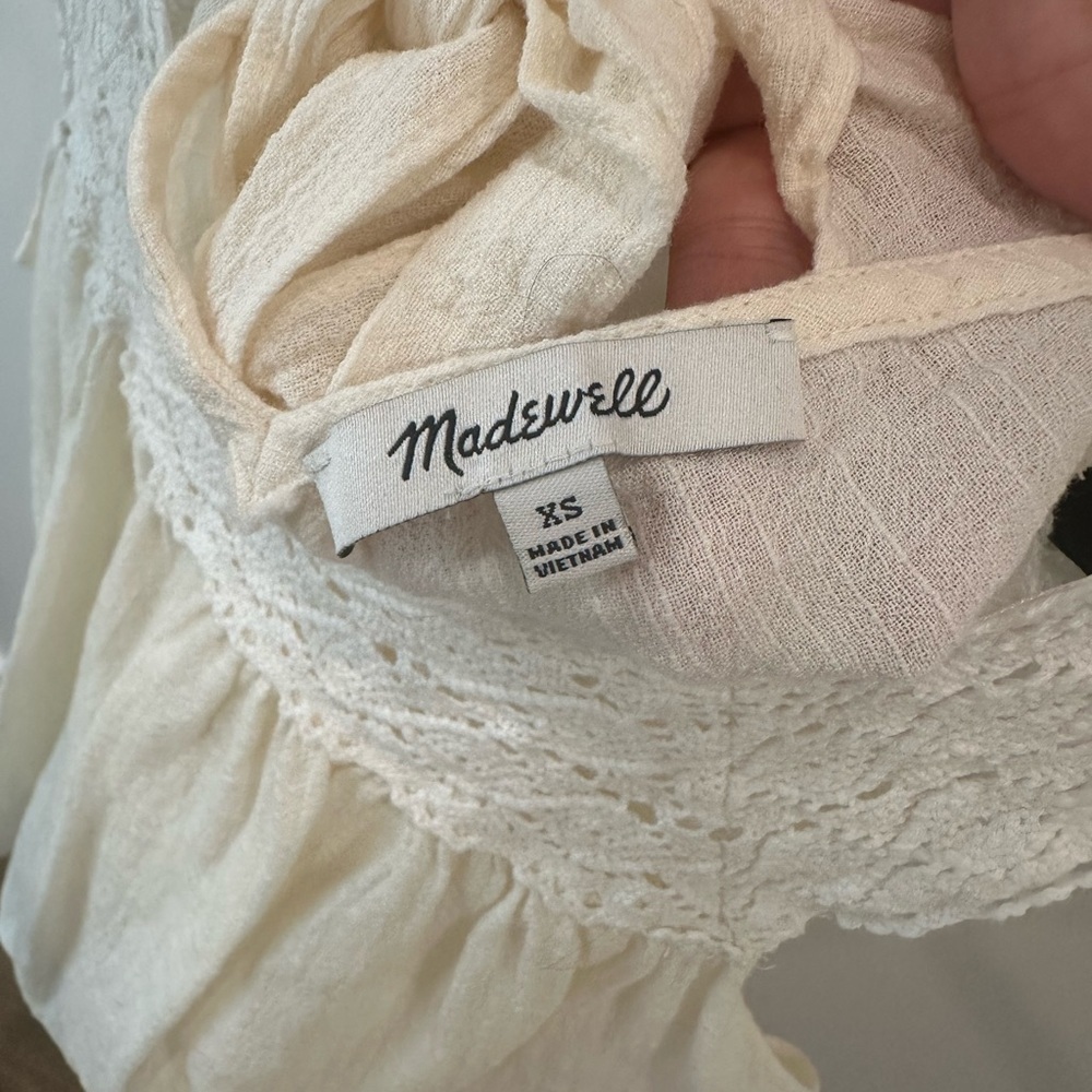 Madewell Cream Crochet Strap Top with Bow Back - Picture 6 of 6